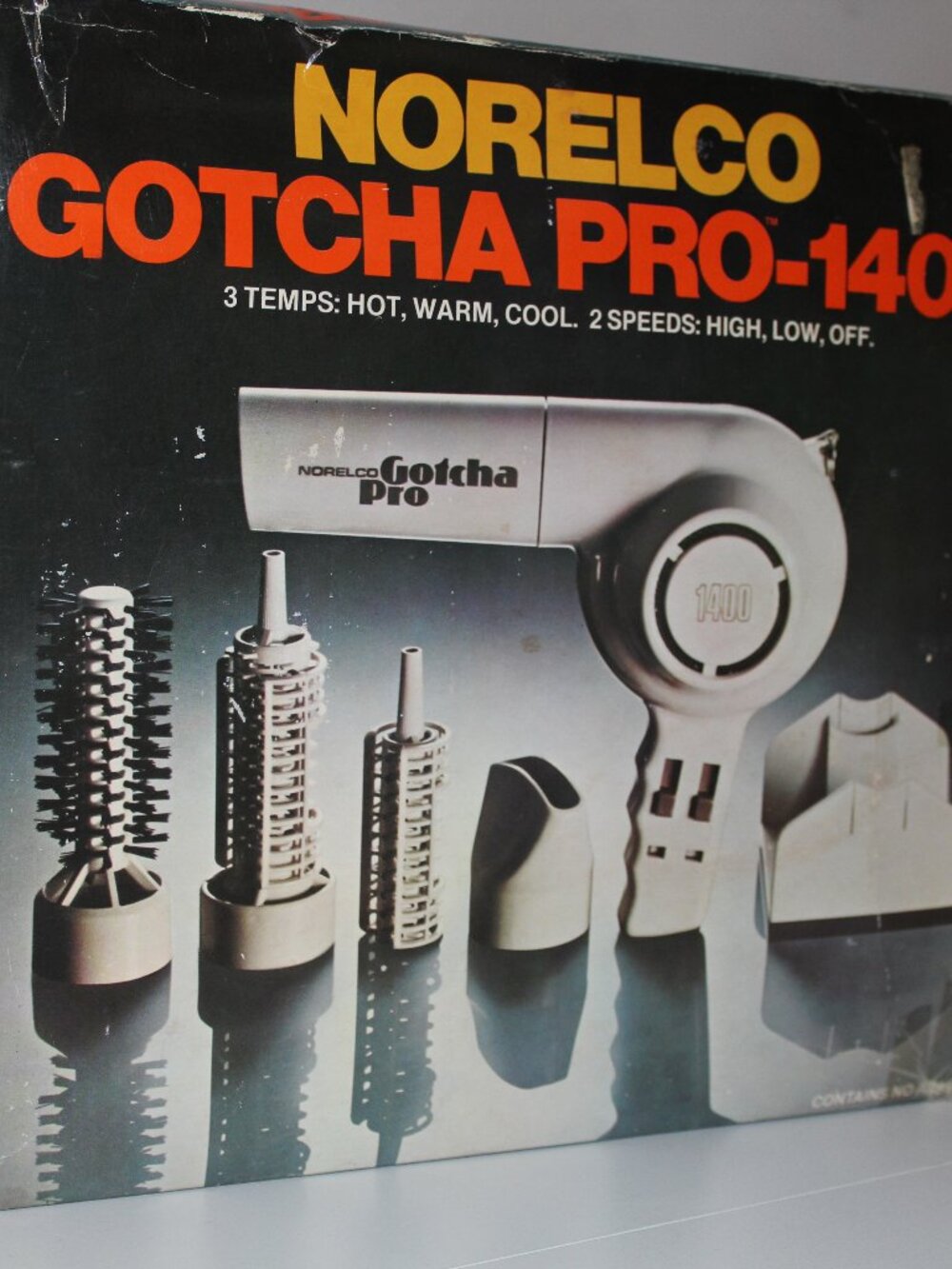 Vintage Norelco Gotcha Pro 1400 Hair Dryer Kit Model HB1800 Retro 1970's NEW
